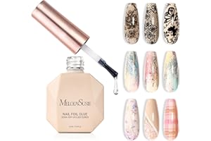 MelodySusie Nail Foil Glue Gel, 15ML Soak Off LED/LUV Foil Transfer Adhesive for Nail Art, Professional Strong Sticky Base for Nail Foils & Stickers, Need Cure with Nail Lamp
