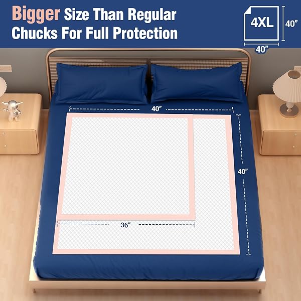 MKISS HEAVY DUTY BED PADS 40″ X 40″(40 COUNT), DISPOSABLE SUPER ABSORBENT INCONTINENCE UNDERPADS, EXTRA LARGE AND THICKEN CHUCKS PADS FOR ADULTS, CHILDREN, BABIES, ELDERLY AND PETS