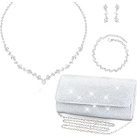 Bridesmaid Jewelry Gift Set - Necklace & Earrings | Dainty Flower Pave Rhinestone Set (1, 4, 6, 7, 8 Packs)