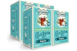 Southern Breeze Decaf Cold Brew Sweet Tea Original Iced Tea with Black Tea and Zero Carbs Zero Sugar, 20 Individually Wrapped Tea Bags, Pack of 4