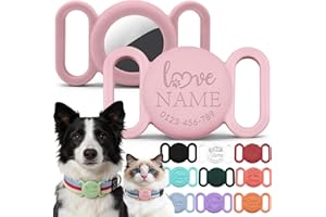 Personalized Dog Collar Case Compatible with AirTag with Engraved Name & Phone Number - Custom Pet ID Tag Holder Silicone Pro
