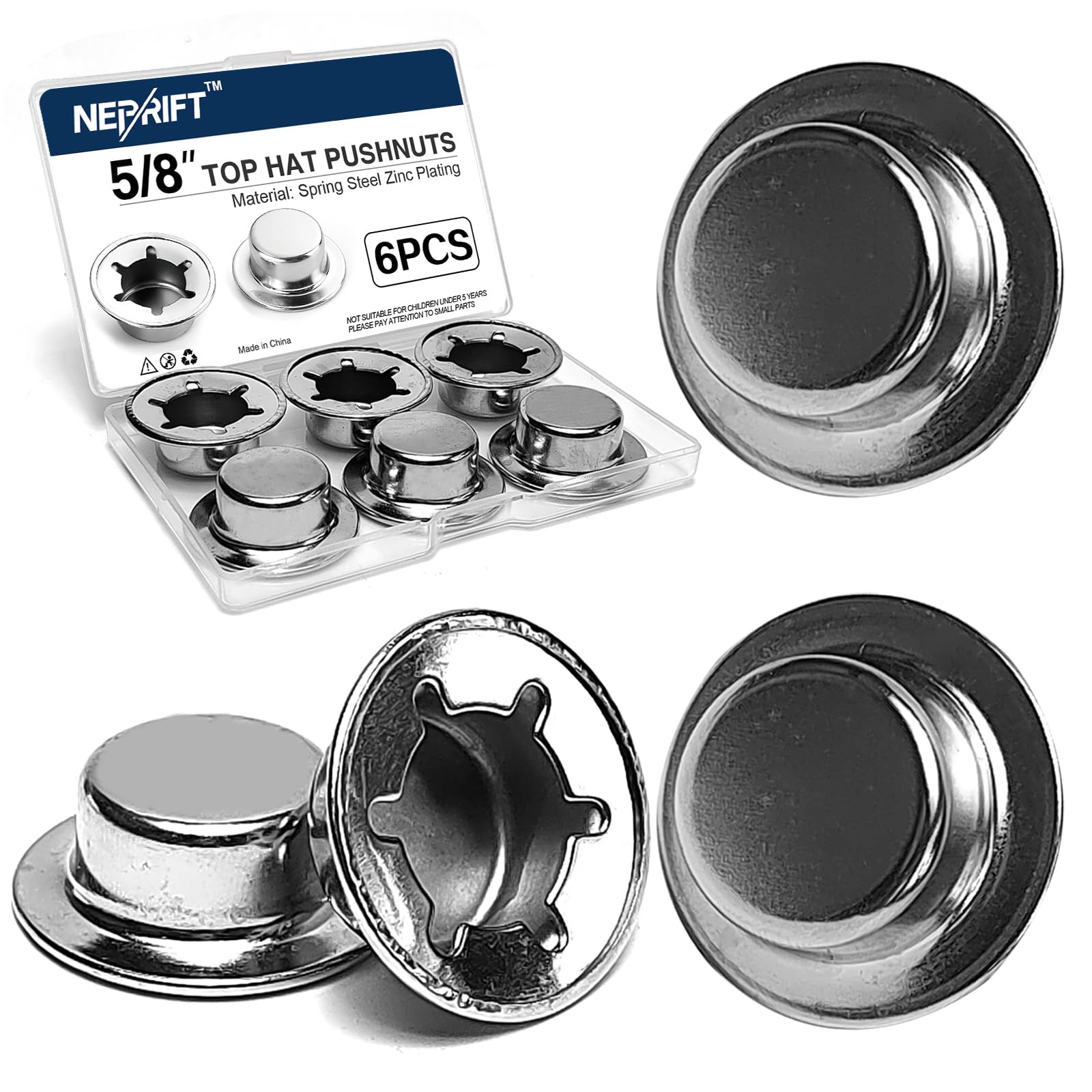 12-Pack 3/8” Spring Steel Push Nut Caps – Axle Cap Nuts For Hand Trucks, Carts & Wagons