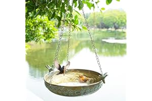 MNRYLKB Hanging Bird Bath, Metal Hanging Bird Baths for Outdoors, Birdbath Hanging for Outside Bird Feeder Seed Tray Garden Y