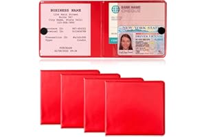 Kewucn 4 PCS Car Registration Insurance Holder, Essential Auto Card Glove Box Organizer, Vehicle Interior Accessories Perfect for Most Car, Truck, SUV (10.55''×4.8'', Red)