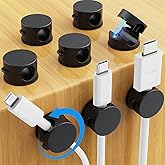AGPTEK 8 Pack Magnetic Cable Clips, Upgraded 360° Rotatable Cord Holder Clips for Nightstand, Desk Cord Organizer Adhesive Wire Management Home Office Phone Charging Cords USB Cable Keeper (Black)