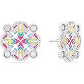 Navicia Color Blast Nubian Bloom Brass Stud Earrings with Handpainted Enamel and Mirror Accents