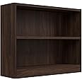 Bush Furniture Universal Small 2 Shelf Bookcase in Black Walnut, Low Storage and Display Bookshelf for Home Office or Living Room Organization