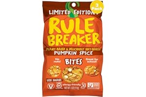 Rule Breaker Vegan & Gluten-Free Cookies | Pumpkin Spice Bites | Plant-Based, Dairy, Nut, Soy, Allergen Free, Kosher | Soft-Baked School Snacks for Kids and Adults | Better-For-You Bites (Pack of 3)