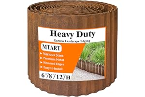 MTART Metal Garden Edging for Landscaping, Sturdy Corrugated Edging Border for DIY Flower Bed, Lawn and Landscape Edging (Rusty, 12"×20Ft)