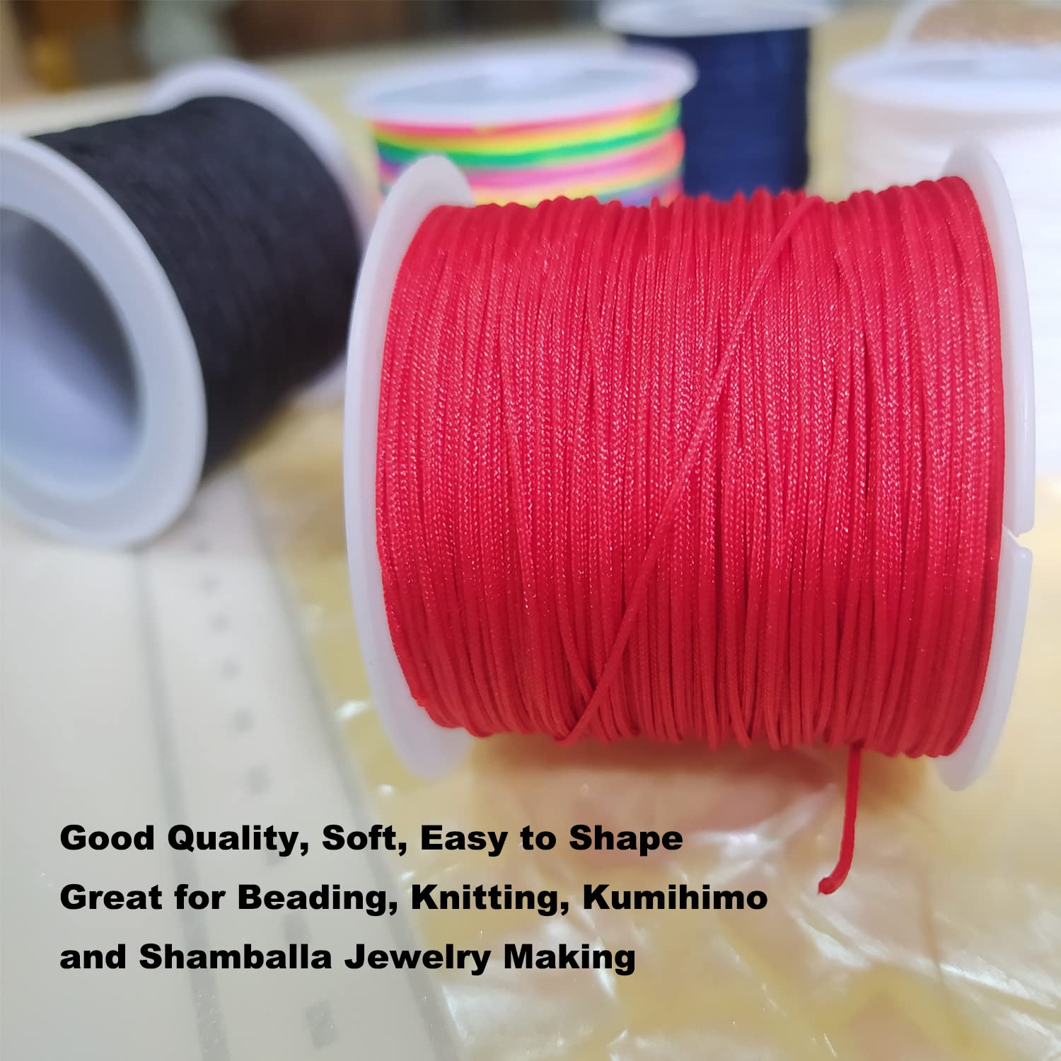 Nylon String for Bracelets, 25 Colors 1125 Yards Chinese Knotting Cord, 0.8 mm Nylon Cord for Jewelry Making, Beading, Necklaces, Kumihimo, Friendship Bracelets, Tassels and Craft