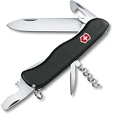 Victorinox Picknicker Swiss Army Knife, 11 Function Pocket Tool - Black | Swiss made multi-tool with large lock blade, corkscrew, bottle opener, and screwdriver for outdoor picnics or camping
