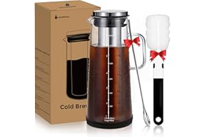 carrottimes Cold Brew Coffee Maker 1.4L/48oz with Handle, Extended Stainless Steel Filter for Deep Extraction, Iced Tea Pitch