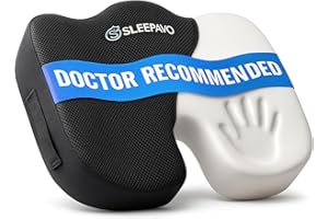 Sleepavo Office Chair Cushion - Seat Cushion for Tailbone Pain Relief - Butt Pillow for Coccyx, Sciatica, and Lower Back Pain - Orthopedic Chair Pad for Lumbar Support in Office Desk, Car, Airplane