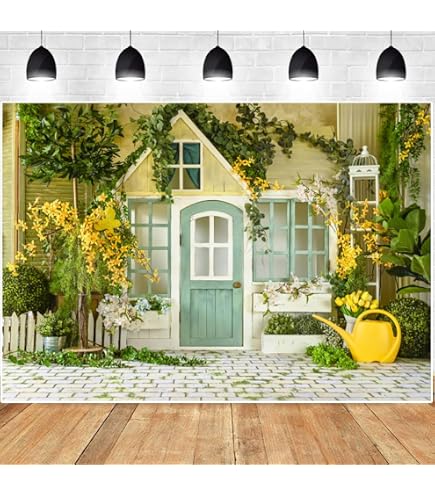 Amazon.com : Renaiss 7x5ft Leafy Flowers Wood Door Backdrop Wooden