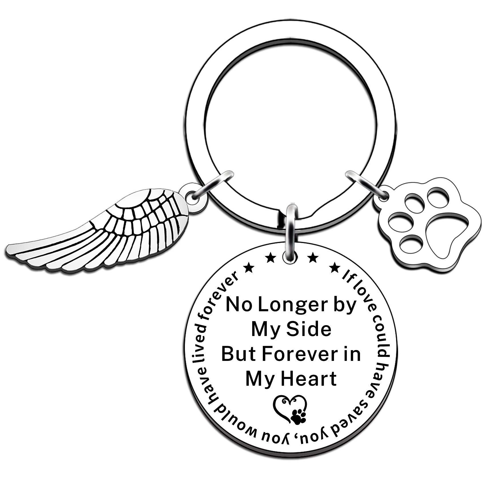 JMIMO Pet Dog Memorial Keyring for Pet Dog Cat Lover Sympathy Gift Loss of Dog Personalized Remembrance Keyring with Dog Cat Paw Prints Gifts Forever in My Heart