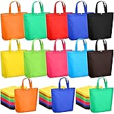 Paterr 150 Pcs Reusable Grocery Bags Bulk Large Grocery Shopping Tote with Handle Multicolor Non Woven Portable Tote Foldable Gift Bag with Button, 14.96 x 12.6 x 3.94 inches