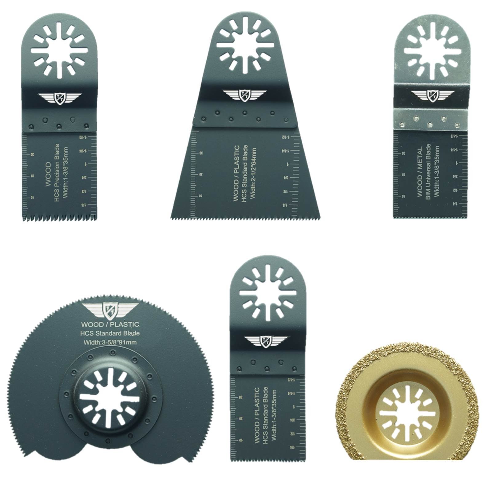 6 x TopsTools UNKA6 Mix Blades Compatible with Bosch Fein (Non-StarLock) Makita Milwaukee Einhell Ergotools Hitachi Parkside Ryobi Worx Workzone Multi tool Accessories