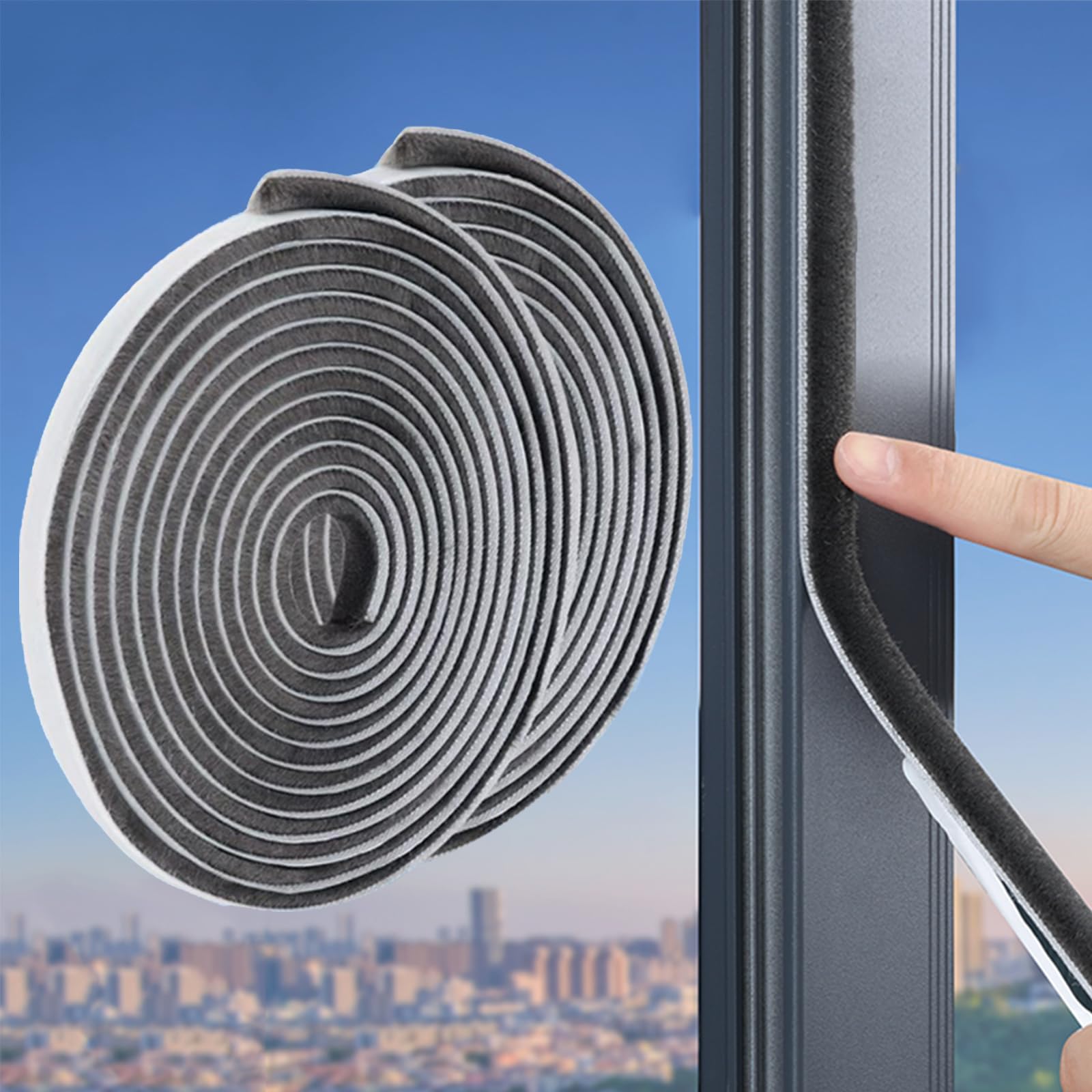 Photo 1 of 66 Feet Brush Weather Stripping,Door Brush Seal Strip,Door Soundproofing Strip,Window Noise Blocker,Self Adhesive Draft Blocker,Dust Stopper Winter,Grey,0.2 in Brush x 0.35 in Backing