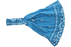 Light Blue Wide and Stretchy Jersey Cotton Stretchy Bikers Bandana Fitness Yoga Headwrap