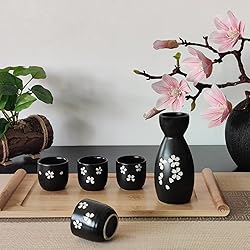 5 Pieces Sake Set 200ml Sake Pot 50ml Sake Cup Set