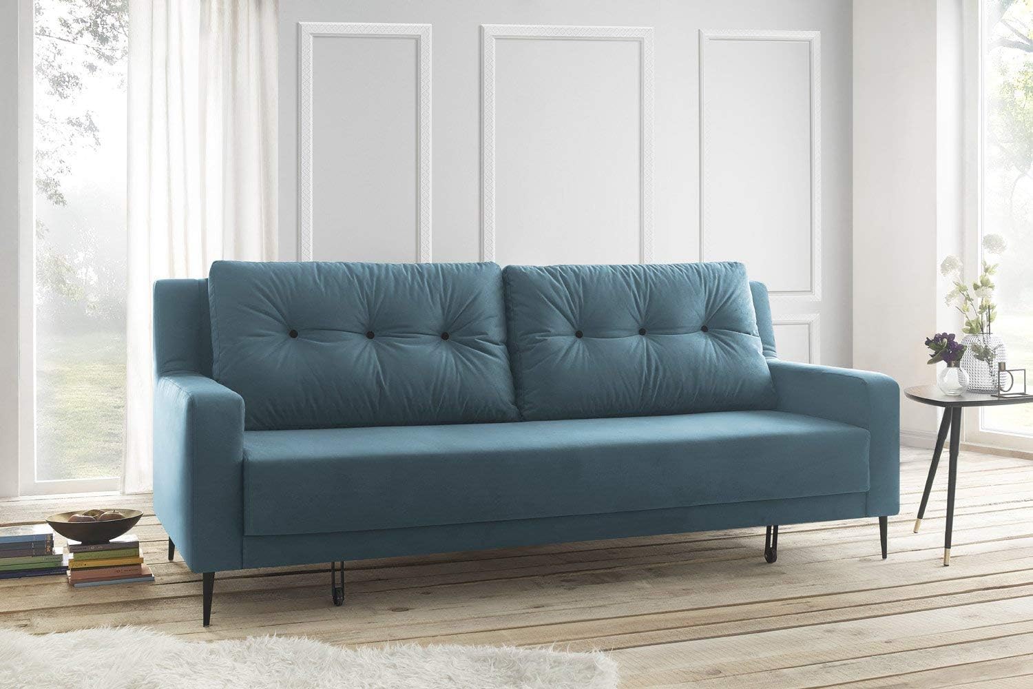 Bobochic Bergen Canape De 3 Places Convertible Turquoise 222 X 92