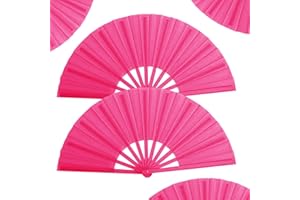 WNWBFM Boots on The Ground Fan,Large Holographic Folding Hand Fan, Clap Fans For Line Dancing,Foldable Craft Holding Laser Colors Hand Fan,Party,Dance Enthusiasts Gift (Rose red plastic fan ribs 2pcs)