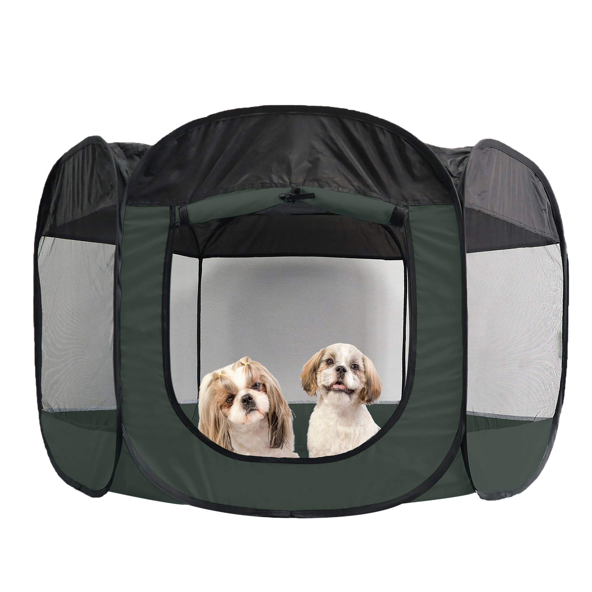 Furhaven Pop Up Playpen Pet Tent Playground - Hunter Green, Extra Large