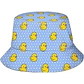 Funny Duck Print Bucket Hat for Women Men Cute Duck Fisherman Hats Summer Sun Beach Travel Fishing Cap