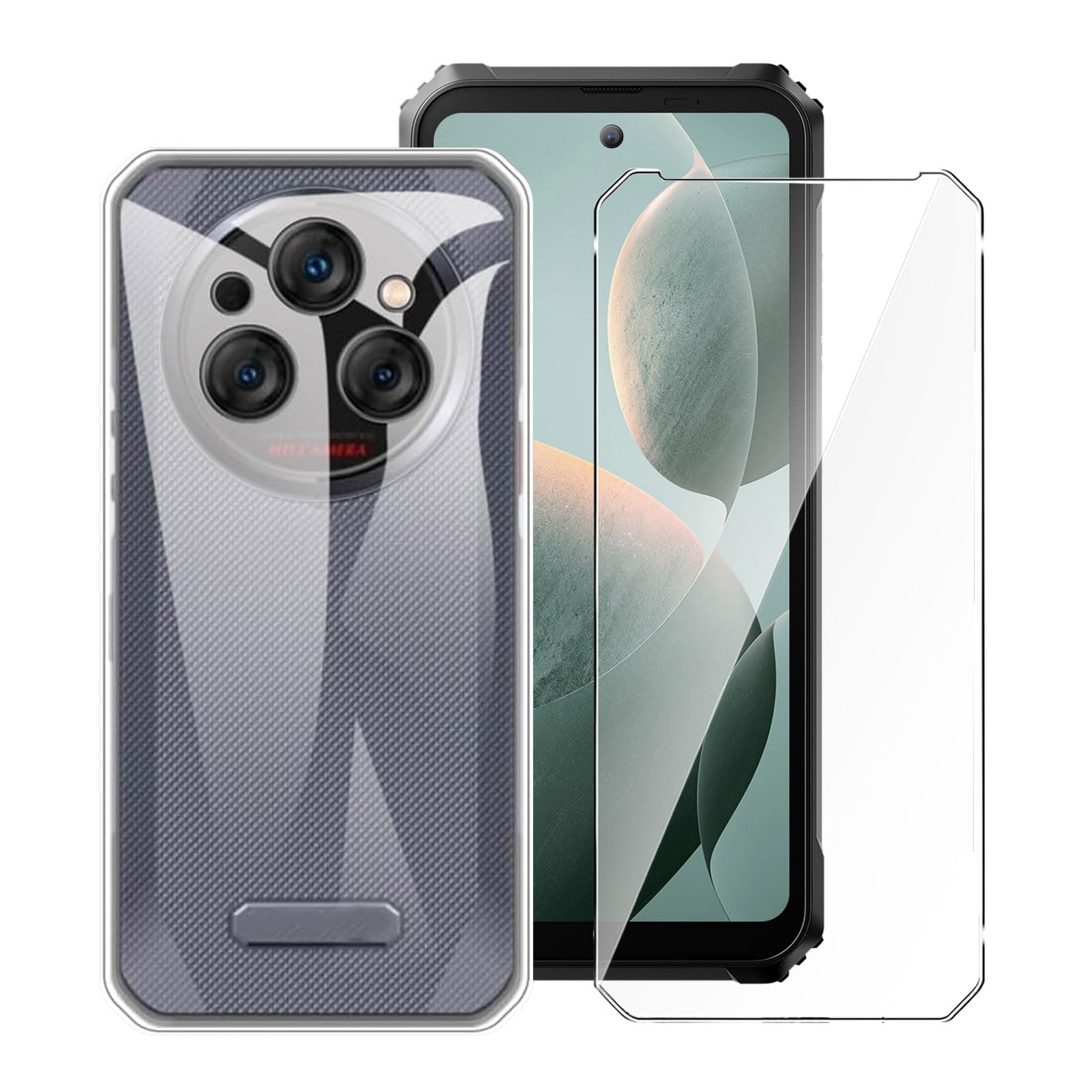 LYZXMY Case for Oukitel WP35 + 1 x Tempered Film Glass Screen Protector - Transparent Silicone Soft TPU Cover Shell for Oukitel WP35 (6.6")