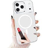 LUVI Compatible with iPhone 17 Pro Mirror Magnetic Case for Women Girls Makeup Electroplate Cute Luxury Glossy Compatible with MagSafe Slim Thin Fashion Protective Shockproof Cover Silver