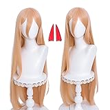 Probeauty Orange Power Cosplay Wig with Horns, Long