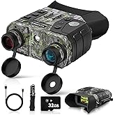 WOGREE Night Vision Goggles, 4K Night Vision Binoculars for Adults, 36MP, 1300FT Range,8X Digital Zoom, Flashlight & Compass, 5000mAh Battery, Infrared Vision, 32GB Card, for Camping & Security