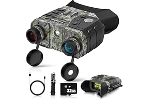 WOGREE Night Vision Goggles, 4K Night Vision Binoculars for Adults, 36MP, 1300FT Range,8X Digital Zoom, Flashlight & Compass, 5000mAh Battery, Infrared Vision, 32GB Card, for Camping & Security