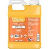 Cliganic Organic Neem Oil Bulk 32oz Jug for Face, Skin & Plants - 100% Pure | Natural Cold Pressed Non-GMO