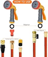 BABADU Garden Hose Spray Gun - 10 Patterns, Anti-Leaking Nozzle, Orange-Yellow view 2
