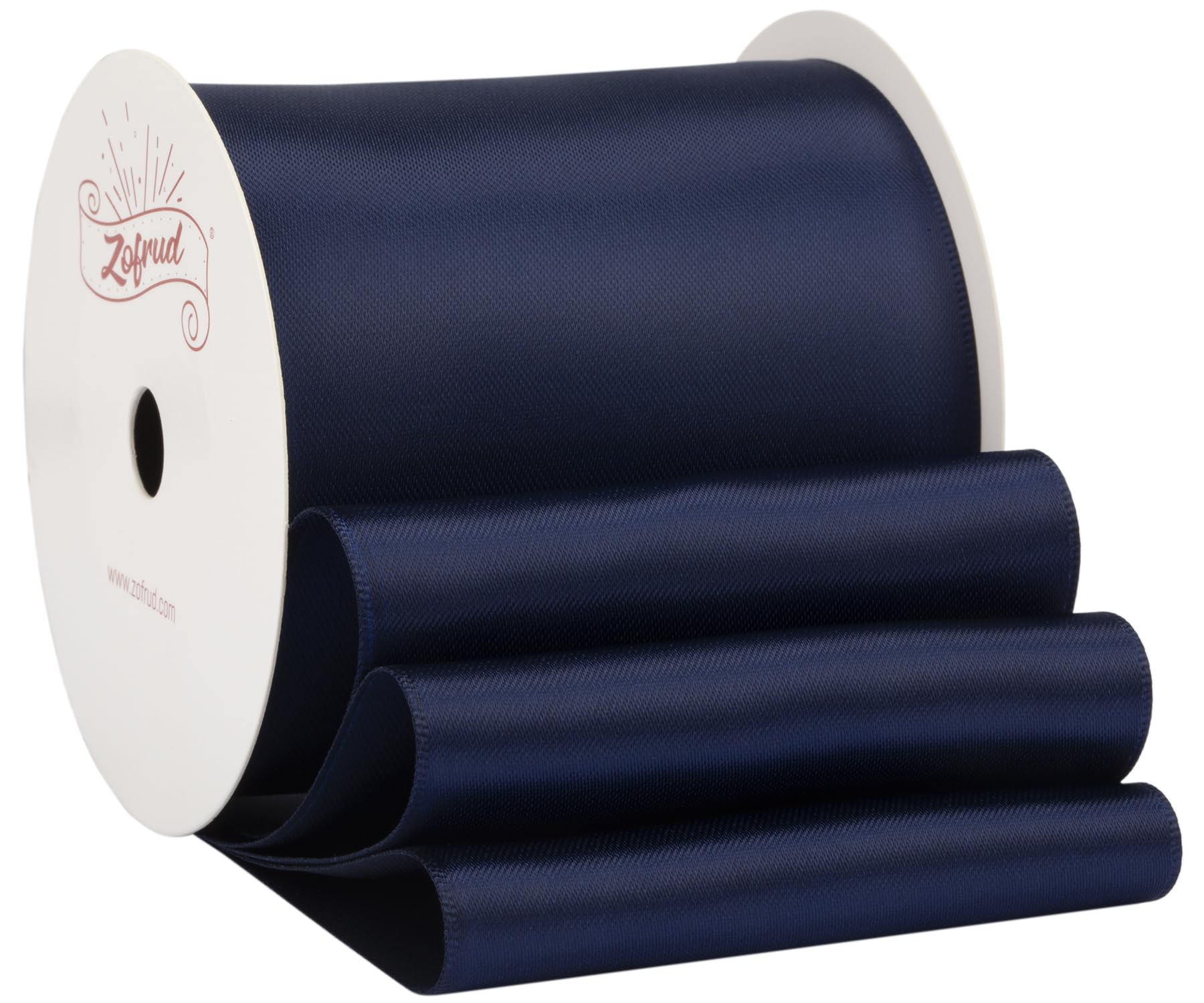 Zofrud Navy Satin Ribbon 75mm x 9 Meters - Large Ribbon Ideal for Bows, Gift Wrapping, Flower Bouquet, and Crafts