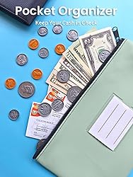 2-Pack Bank Deposit Money Bags with Zipper, PU