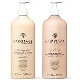 Hairitage Shampoo and Conditioner Set, Daily Moisture Sulfate-Free, Split End Mender + Bond Repairing Jojoba Oil, Hydrating for Dry, Damaged Hair, Color Safe - Anti-Frizz, Cherry Amber (21oz. 2-Pack)