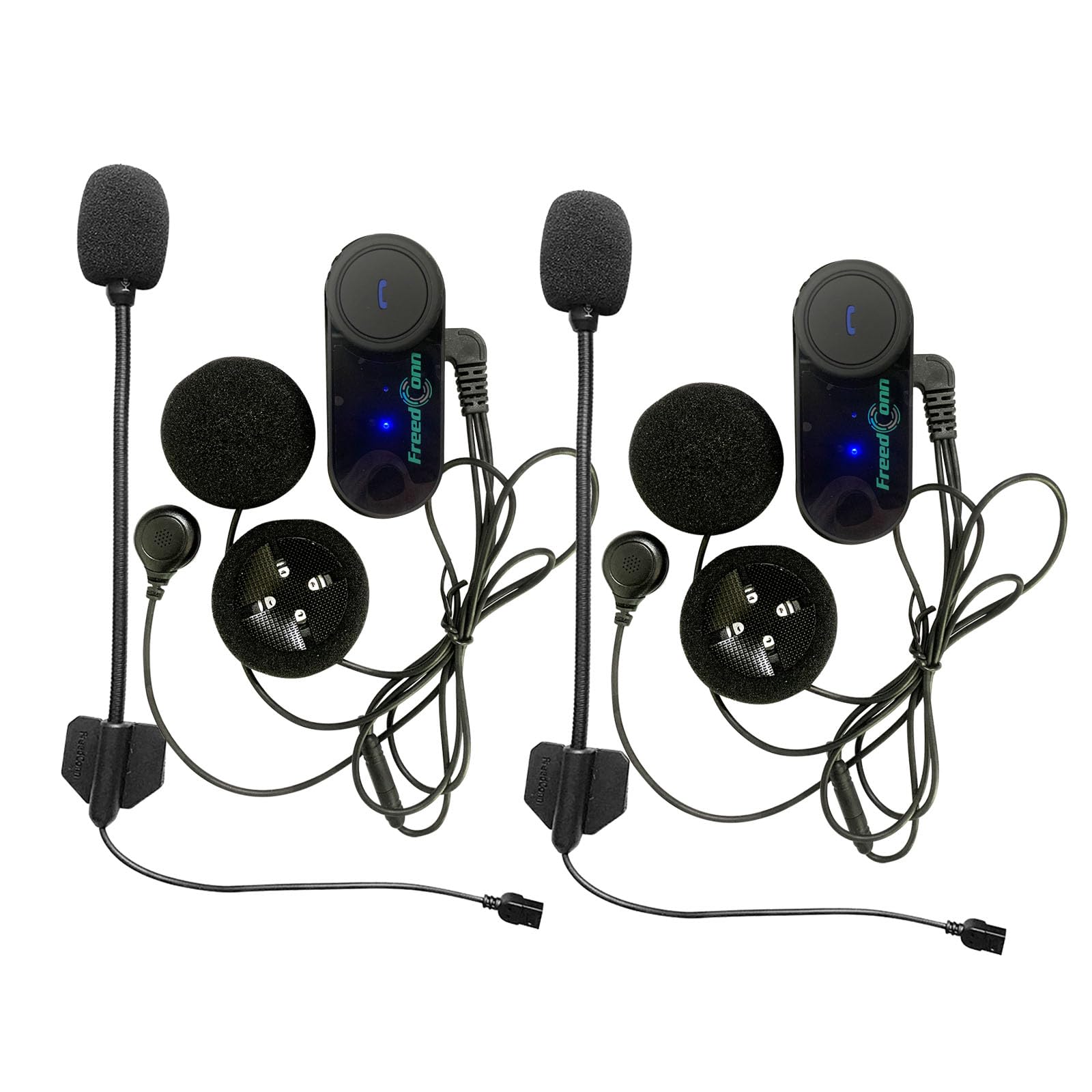 FreedConn Motorcycle Helmet Bluetooth Intercom Kit, TCOM-VB Motorbike Helmet Intercom Interphone Headset, for 2 or 3 Riders, FM Radio/Mobile phone/MP3/GPS Connective/Range 800m(2 Pack)