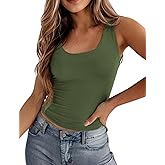 Zeagoo Women's Double Lined Square Neck Tank Top Sleeveless Basic Crop Tops Trendy Going Out Tops
