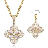 MEVECCO Clover Necklace for Women, Dainty Gold Necklace, 18K Gold Plated Clover Jewelry Charm Pendant Vintage Four Leaf Choker Pendant Turquoise Malachite Onyx Jewelry Western Lucky Gifts for Women