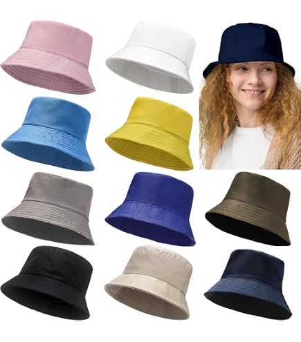 2744 8 Pack Cotton Bucket Hat Foldable Packable Fishing Hat Beach Cap Geyoga 8 Pack Cotton Bucket Hat Foldable Packable Fishing  main image 2