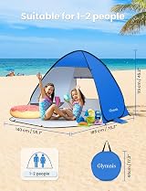 Glymnis Pop Up Beach Tent 1-2 Person UV Protection 185x140x115cm view 2