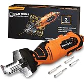 Sharp Pebble Electric Chainsaw Sharpener Kit &ndash; Chain Saw Sharpening Tool | 4 File Size Grinding Wheel Bits, Angle Guide Attachment, Wrench &amp; eBook &ndash; Sharpens Every Tooth Evenly, Better Than a File