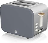 Swan Nordic 2 Slice Toaster 6 Browning Levels Defrost Reheat 900W Grey