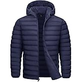 TACVASEN Men's Lightweight Puffer Jacket with Hood Water Resistant Windproof Insulated Jacket Quilted Lined Winter Coats