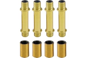MY MIRONEY 4 Sets Straight Pipe Lamp Stem Kit with Connector M10 Gold Lamp Rod Hardware Light Fixture Parts Replacement, 1.97" Long
