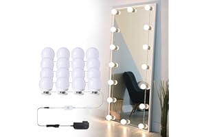 ANTOTEN Hollywood Vanity Lights for Mirror, 16 LED Bulbs, Dimmable Brightness Makeup Lights, Plug in Mirror Lights with Power Supply, for Makeup Table Dressing Room Mirror