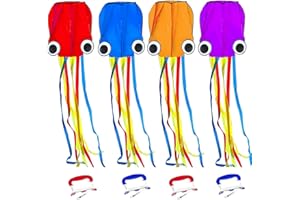 Flying Hoofer Large Octopus Kites for Kids and Adults - Easy to Fly, 28X158 3D Software Colorful Kite with Long Tails. Perfect for Beach and Outdoor Activities