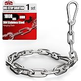 sprookber 25" Hanging Swing Chain,1000 lb Capacity,6 mm 304 Stainless Steel | Hardware Kit with 2 Carabiner for Hammock Chair, Porch Swing, Punching Bag, Aerial Yoga, Tire Swing, Gym, Tree,Indoor,Outdoor